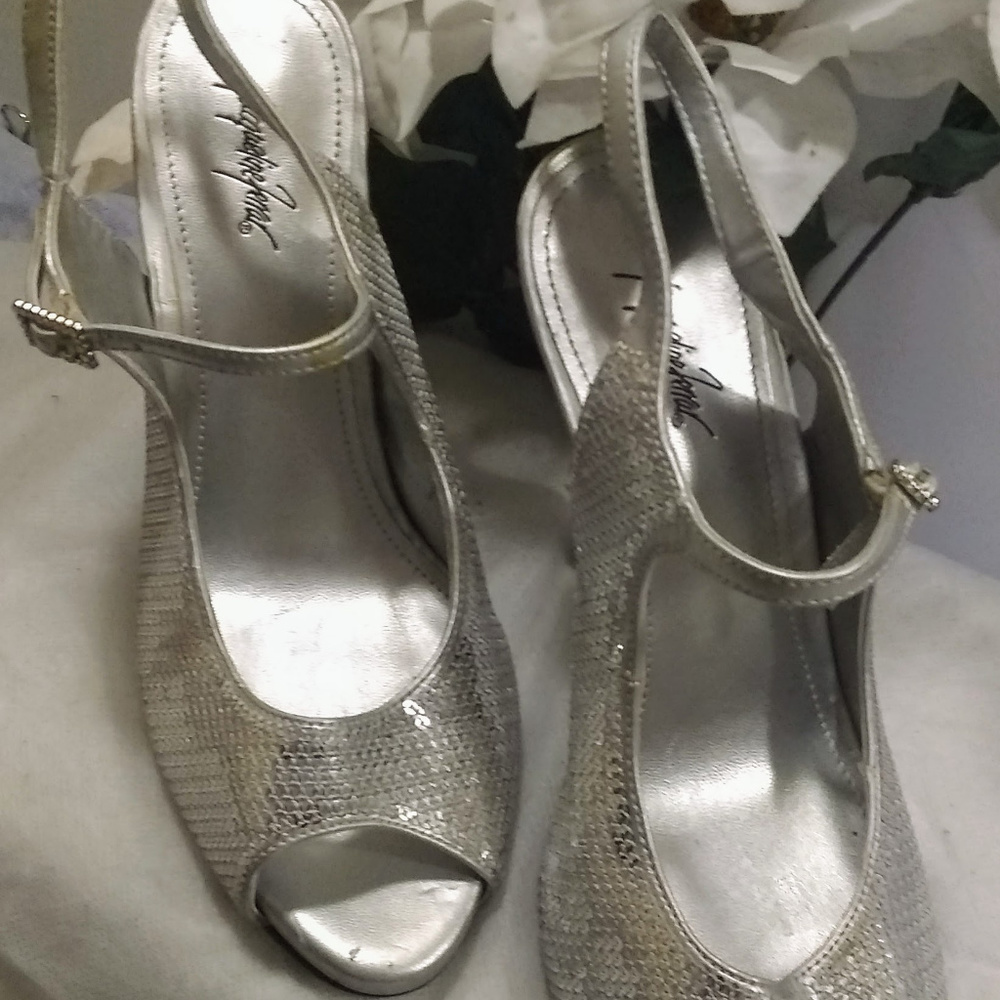 Silver Sequin Heels by Jacqueline Ferrar
